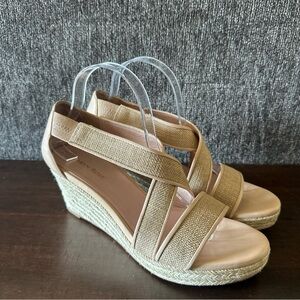 Taryn Rose Women’s Krissy Espadrille Wedges Sandals Shoes Beige Tan Leather 9.5